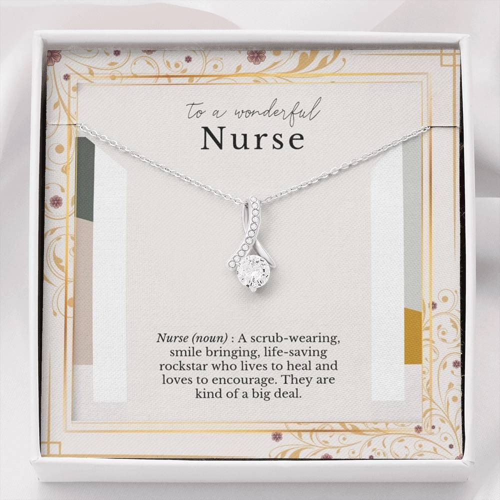 Gift For Nurse They Are Kind If A Big Deal 14K White Gold Alluring Beauty Necklace