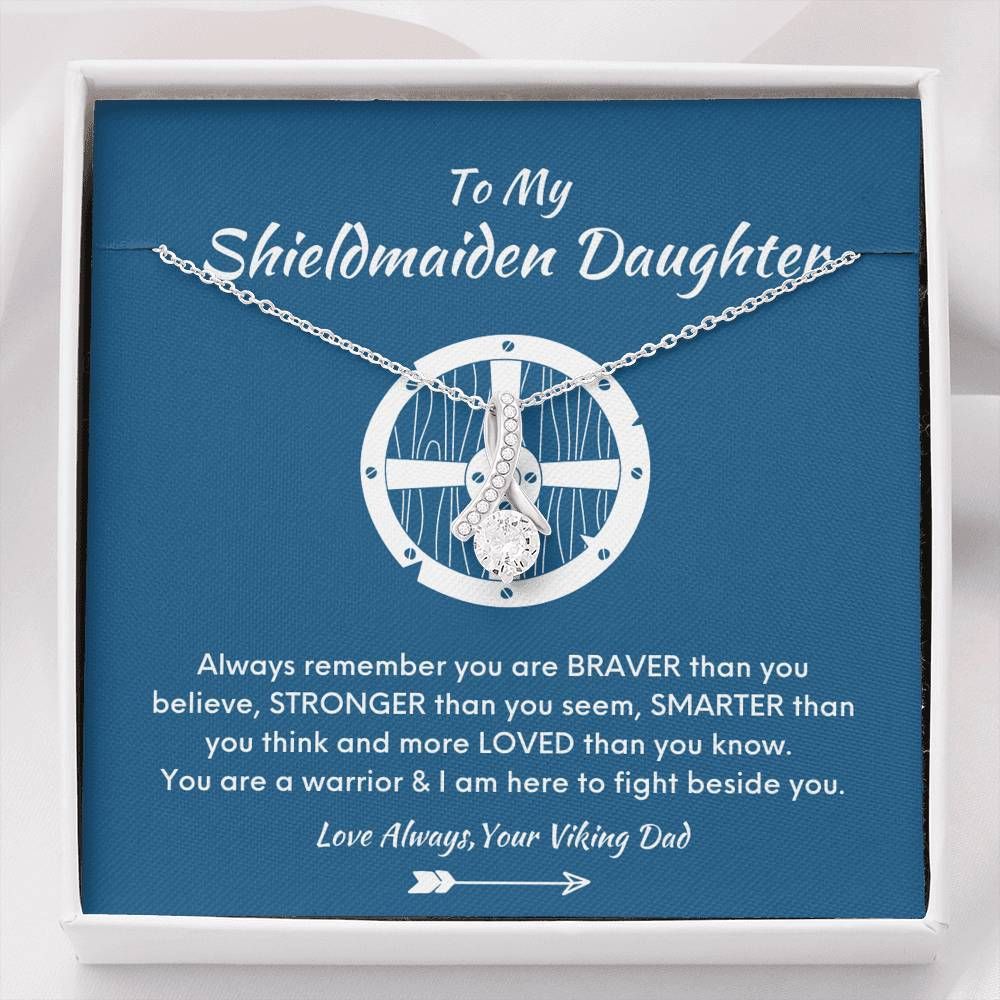 Gift For Sheildmaiden Daughter You Are A Warrior 14K White Gold Alluring Beauty Necklace