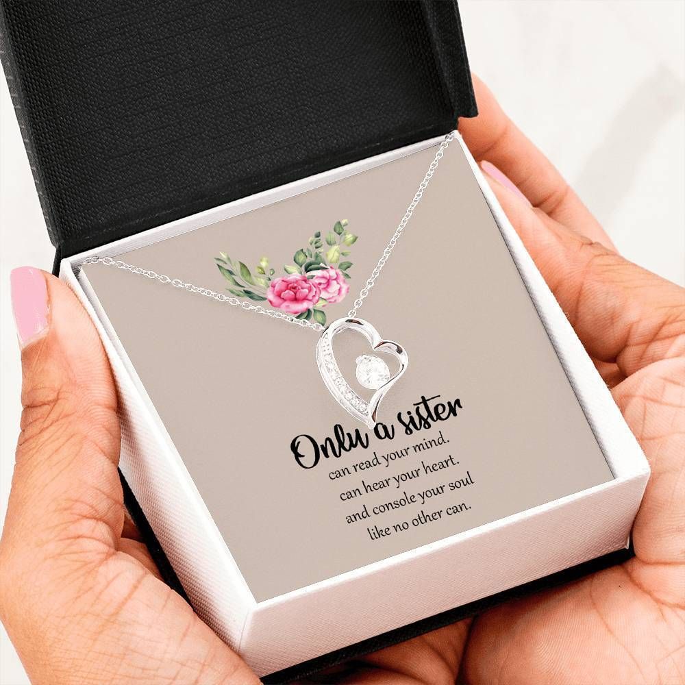 Gift For Sister Can Read Your Mind 14K White Gold Forever Love Necklace