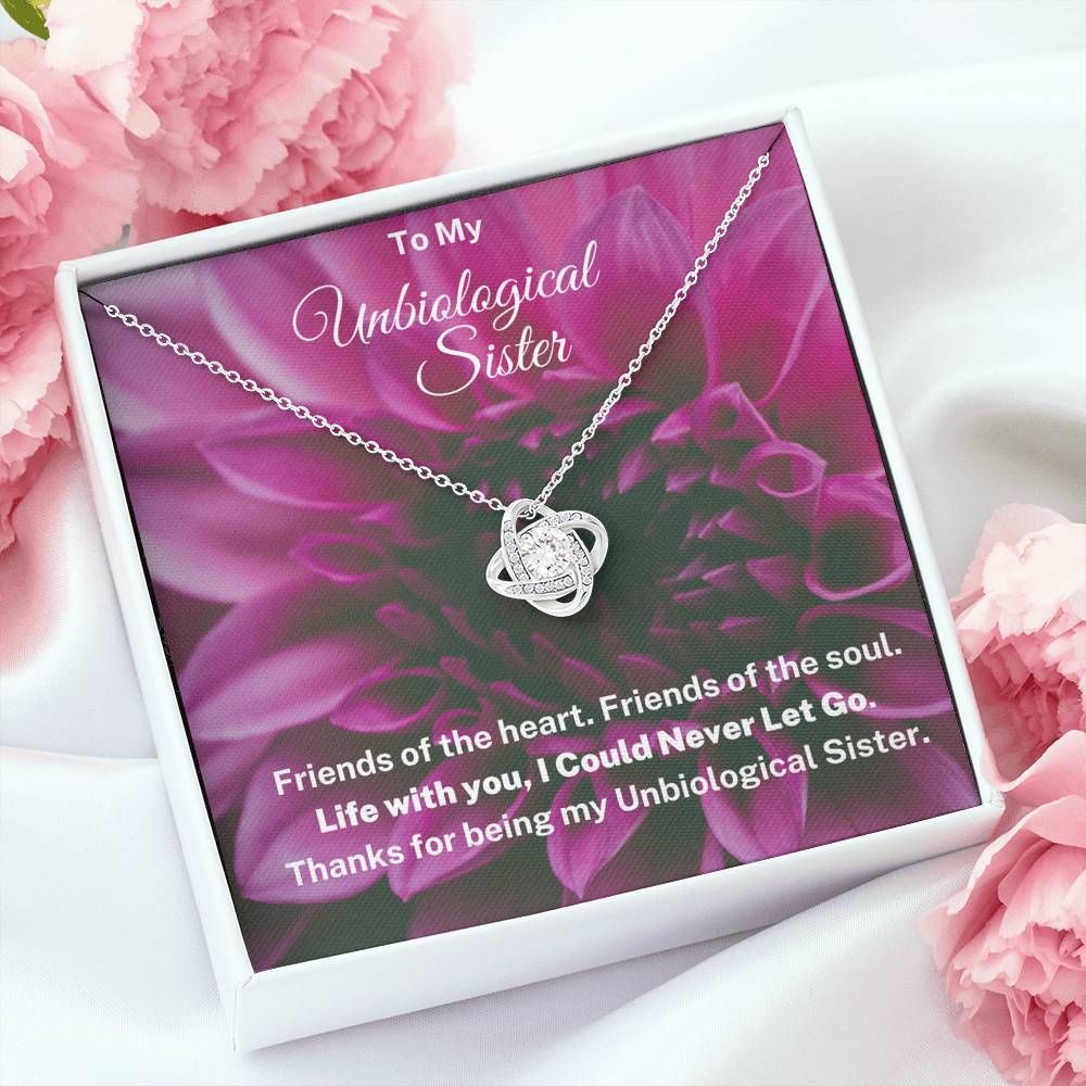 Gift For Sister Unbiological Sister Friends Of The Soul Love Knot Necklace