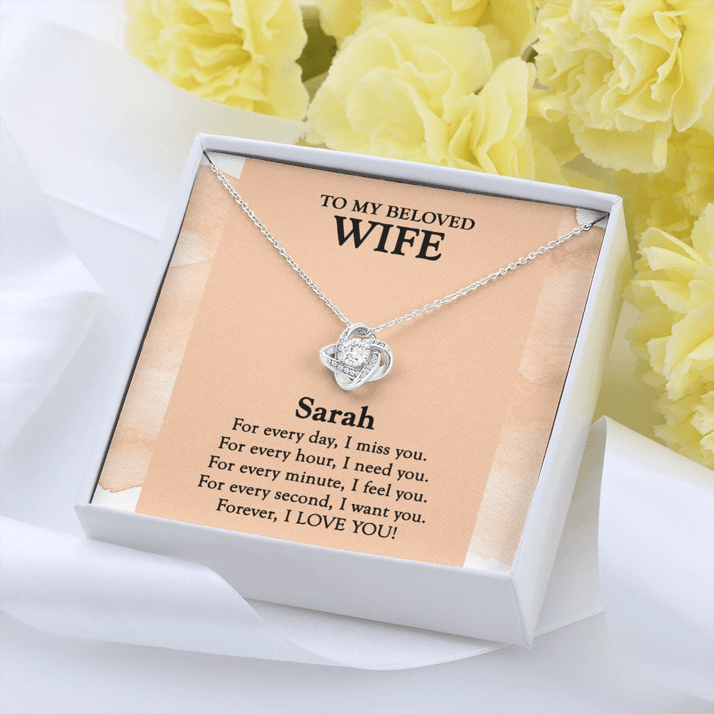 Gift For Wife For Every Second I Want You Love Knot Necklace