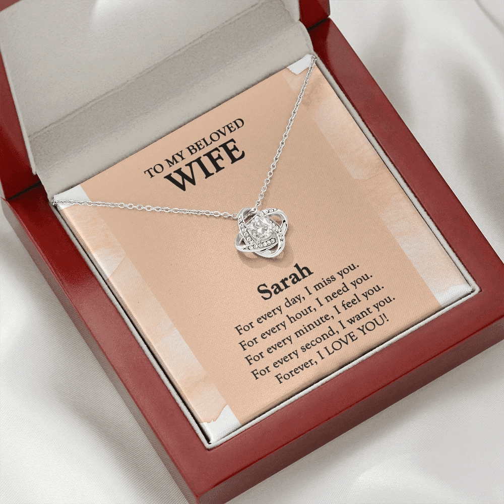 Gift For Wife For Every Second I Want You Love Knot Necklace