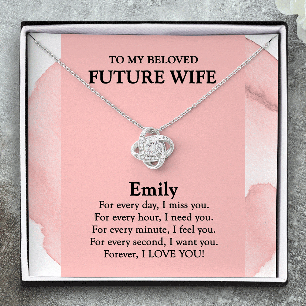 Gift For Wife Future Wife For Everyday I Miss You Custom Name Love Knot Necklace