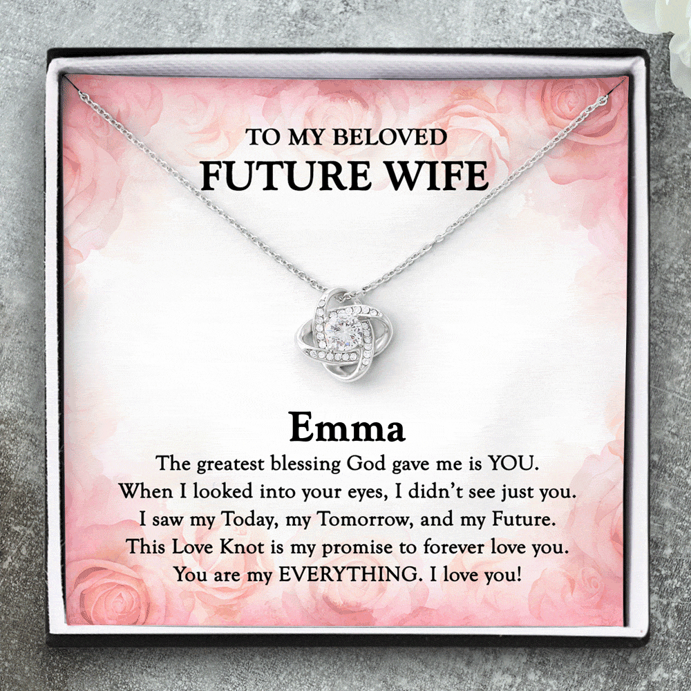 Gift For Wife Future Wife You Are My Everything Custom Name Love Knot Necklace