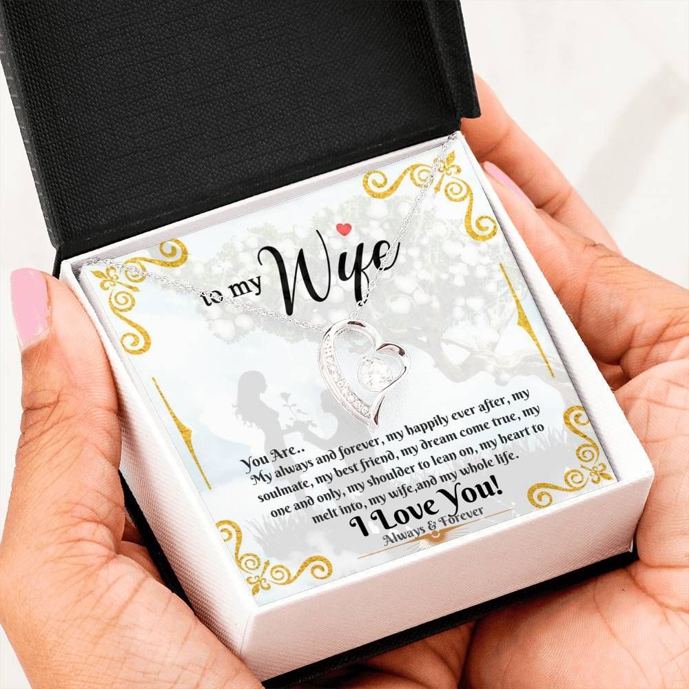 Gift For Wife I Love You Forever And Always 14K White Gold Forever Love Necklace