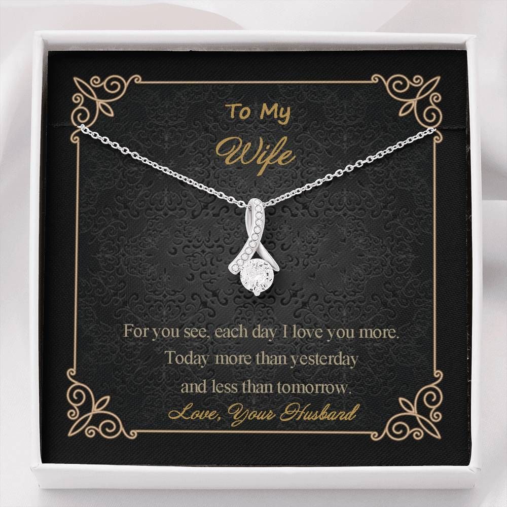 Gift For Wife I Love You More 14K White Gold Alluring Beauty Necklace