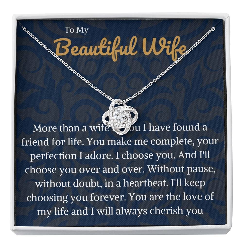 Gift For Wife I Will Always Cherish You Love Knot Necklace