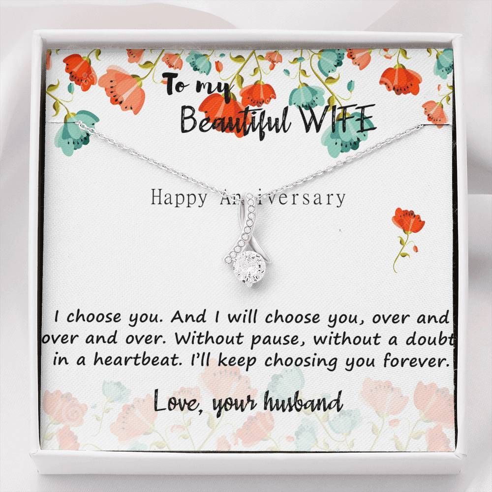 Gift For Wife Keep Choosing You Forever 14K White Gold Alluring Beauty Necklace