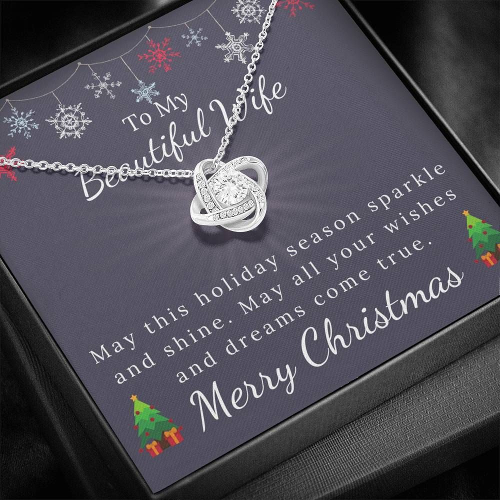 Gift For Wife Merry Christmas Gift Sparkle And Shine Love Knot Necklace