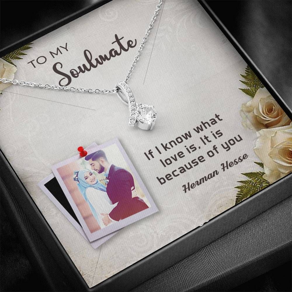 Gift For Your Soulmate It Is Because Of You 14K White Gold Alluring Beauty Necklace