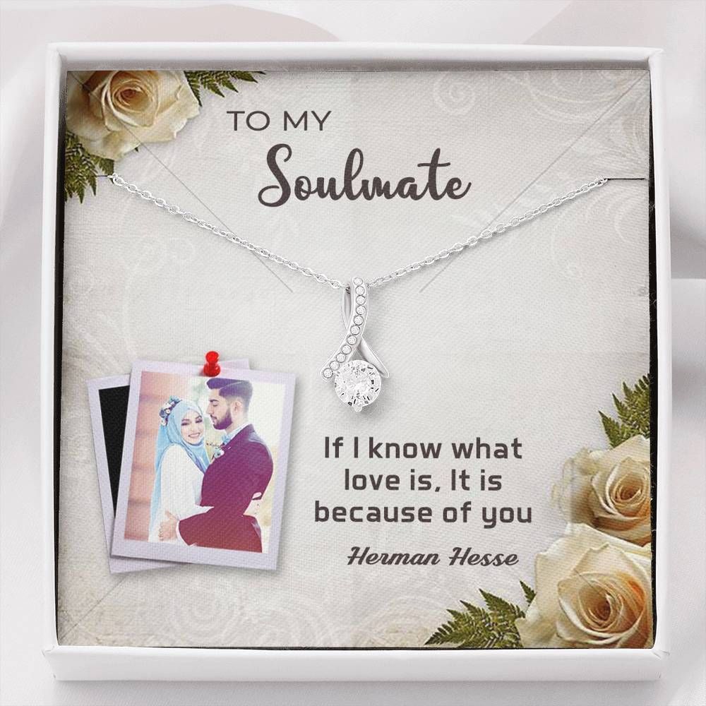 Gift For Your Soulmate It Is Because Of You 14K White Gold Alluring Beauty Necklace