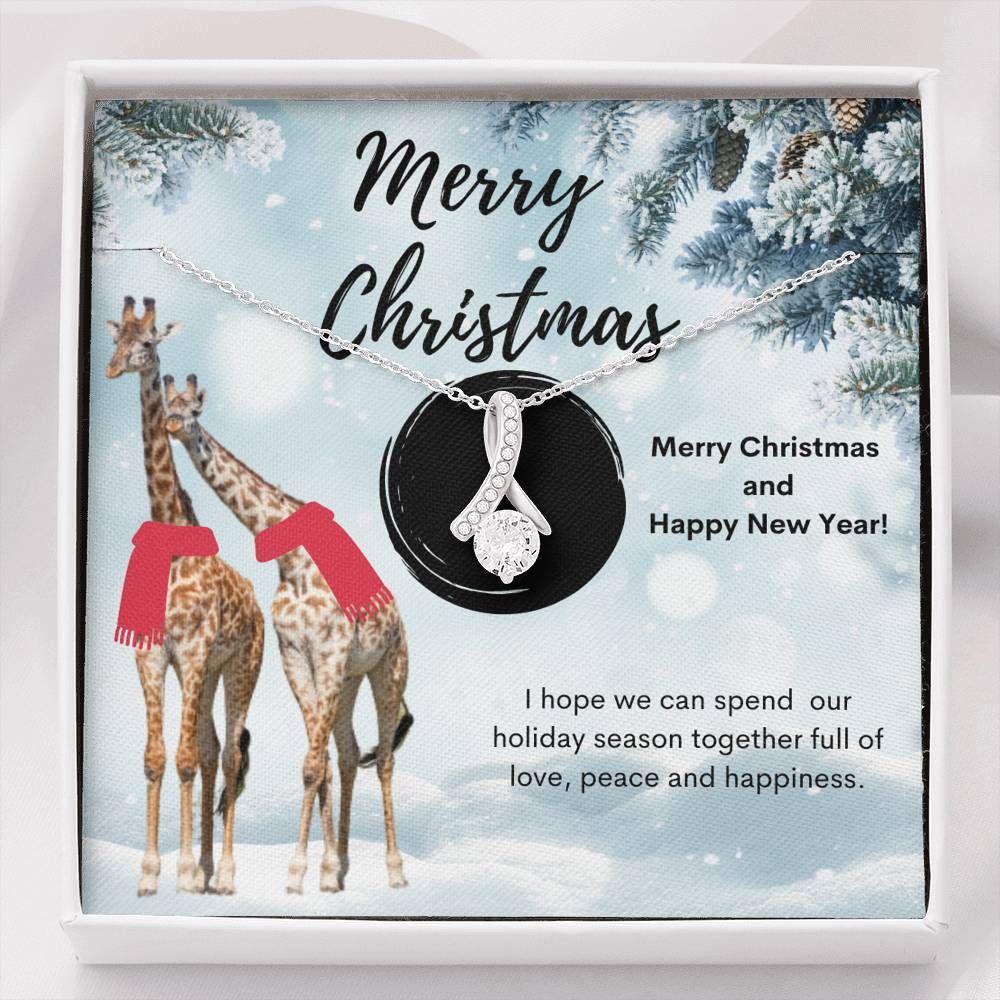 Giraffe Cuddle Merry Christmas Alluring Beauty Necklace