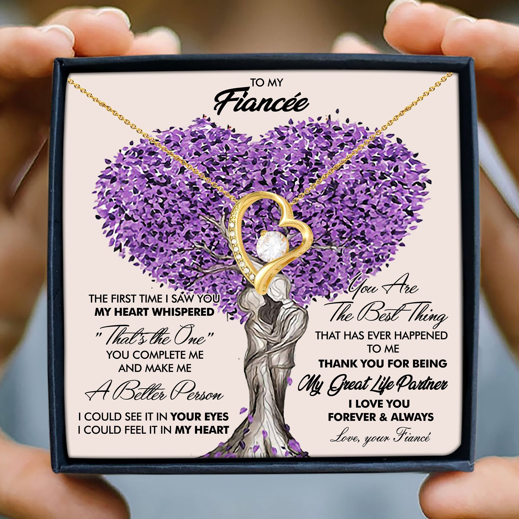 Giving Fiancee You're The Best Thing 18k Gold Forever Love Necklace