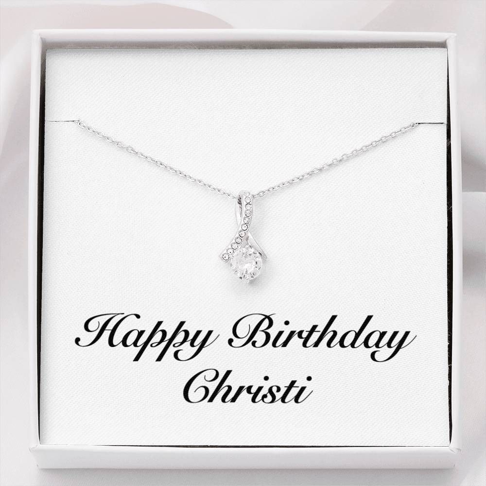 Giving For Women Name Christi Silver Alluring Beauty Necklace Birthday Gift