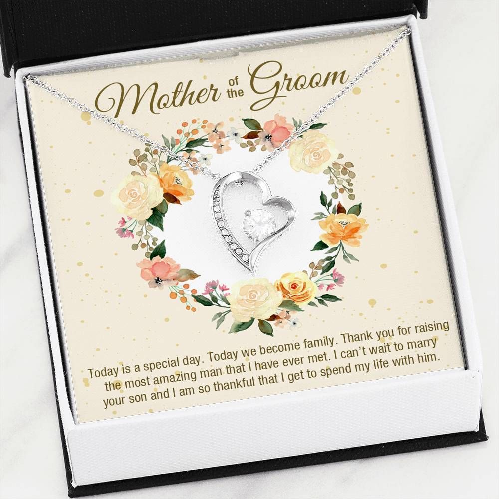 Giving Mother Of The Groom From Bride Forever Love Necklace Thank You Mom