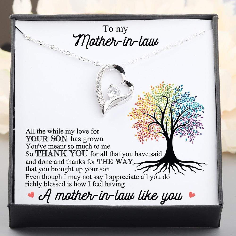Giving Mother-In-Law Colorful Tree Silver Forever Love Necklace