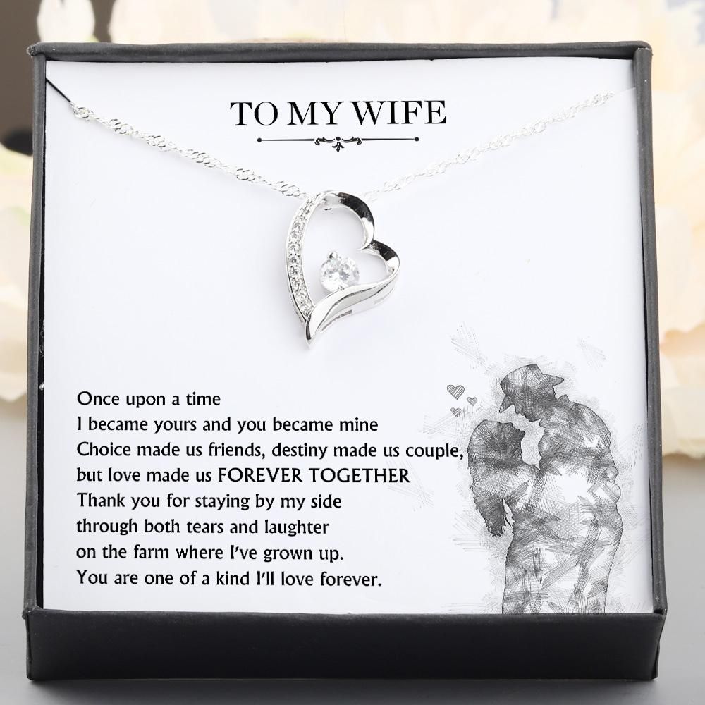 Giving Wife Thank You For Staying By My Side Silver Forever Love Necklace
