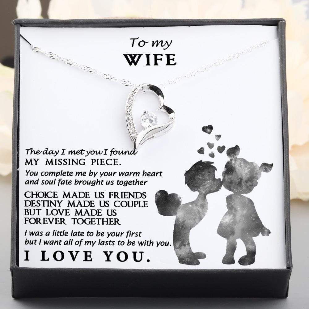 Giving Wife You Complete Me By Your Warm Heart Silver Forever Love Necklace