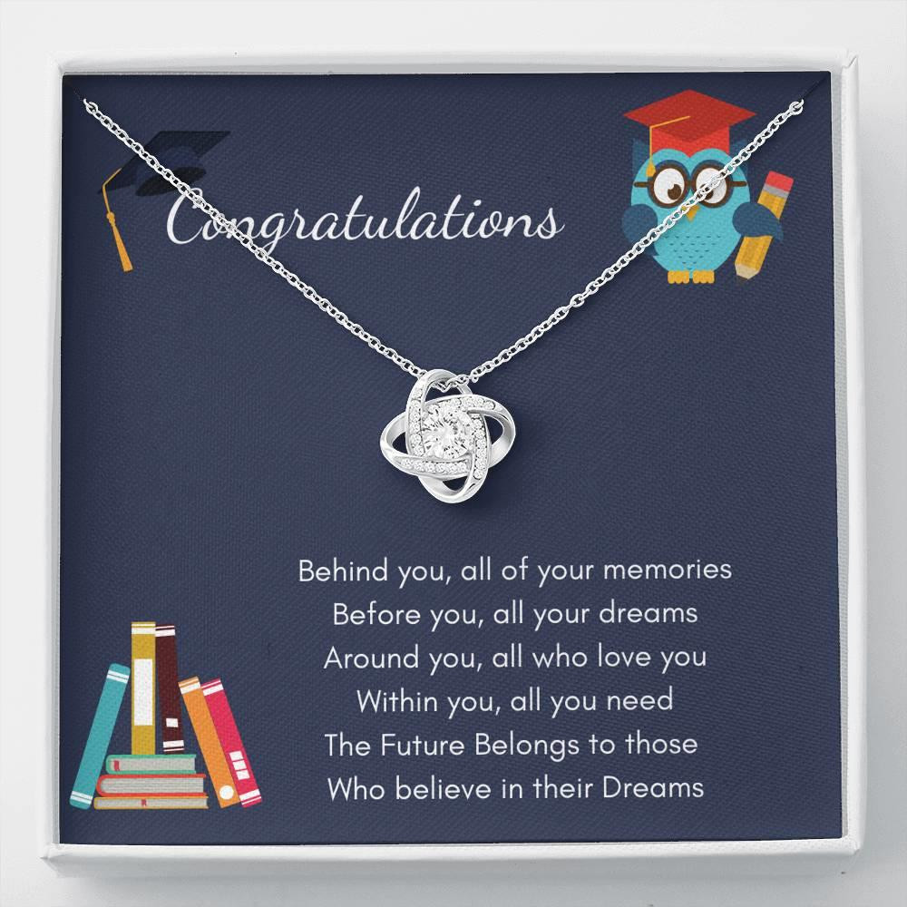 Graduation Day Gift For Daughter Success Dreams Love Hope Love Knot Necklace