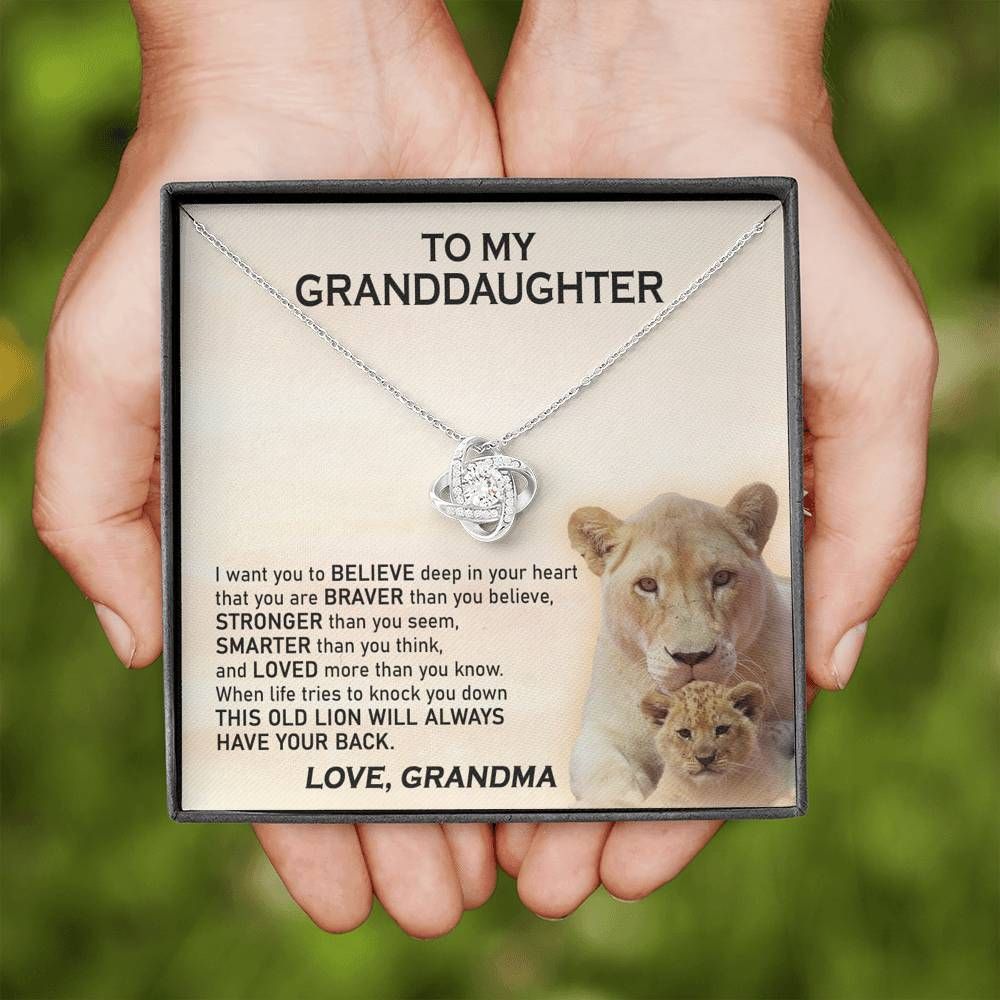 Grandma Gift For Granddaughter Love Knot Necklace Lion You're Loved