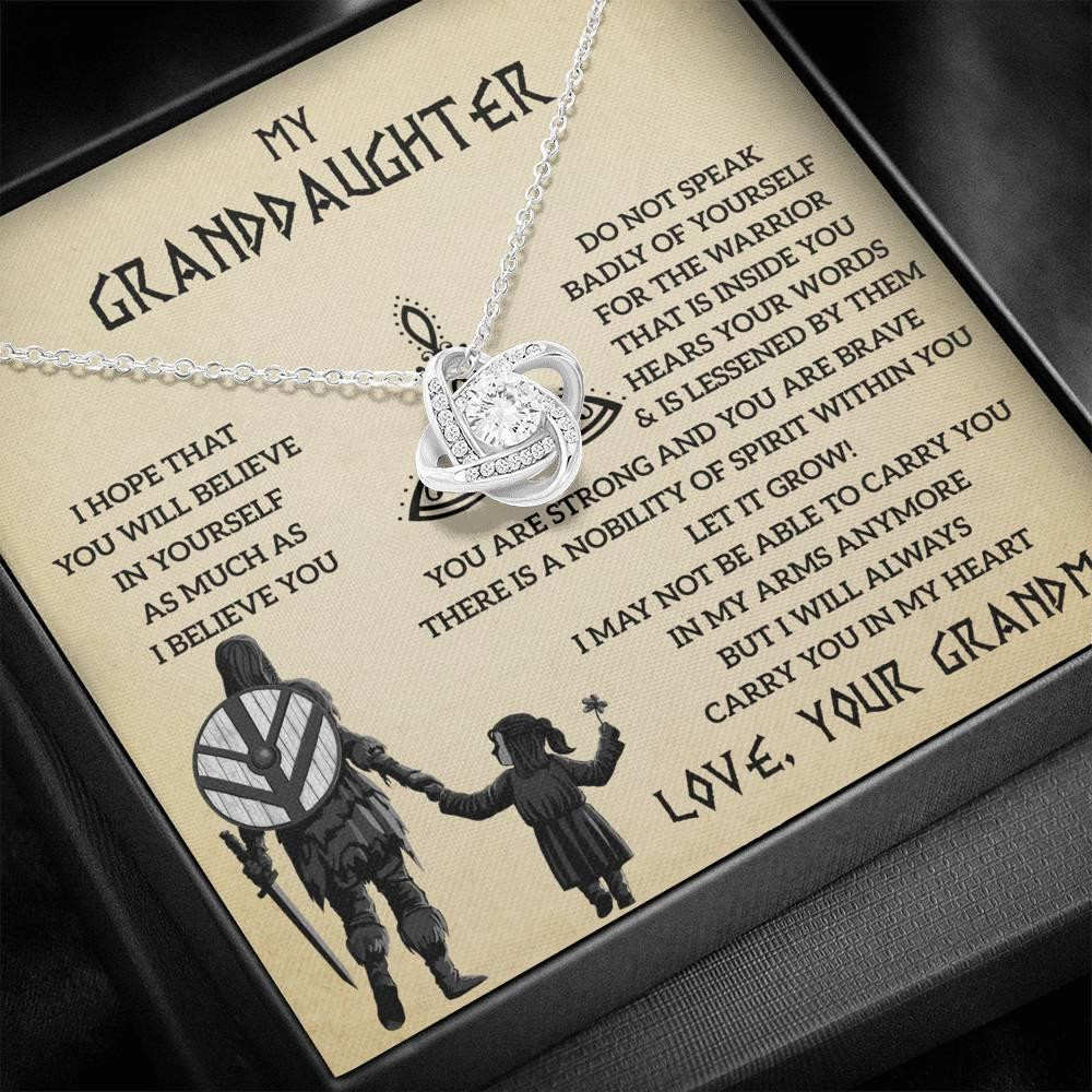 Grandma Gift For Granddaughter You Are Strong And You Are Brave Love Knot Necklace