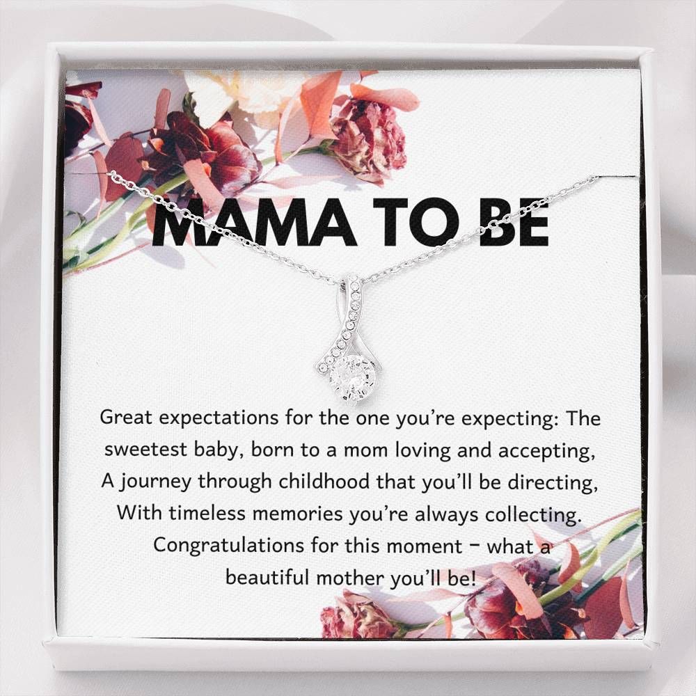 Great Expectations 14K White Gold Alluring Beauty Necklace Gift For Mom Mama To Be