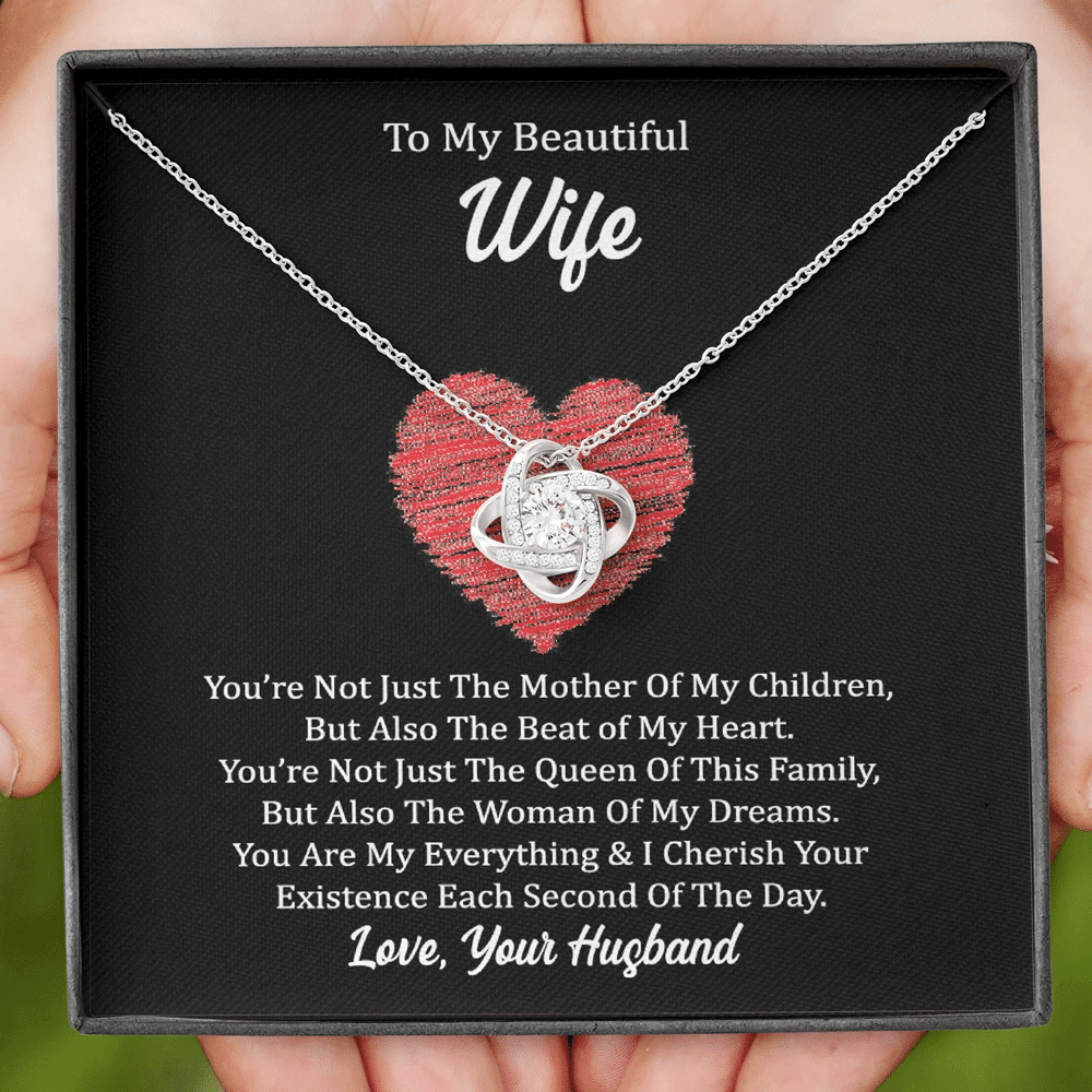 Hand Drawn Heart Love Knot Necklace Gift For Wife The Beat Of My Heart