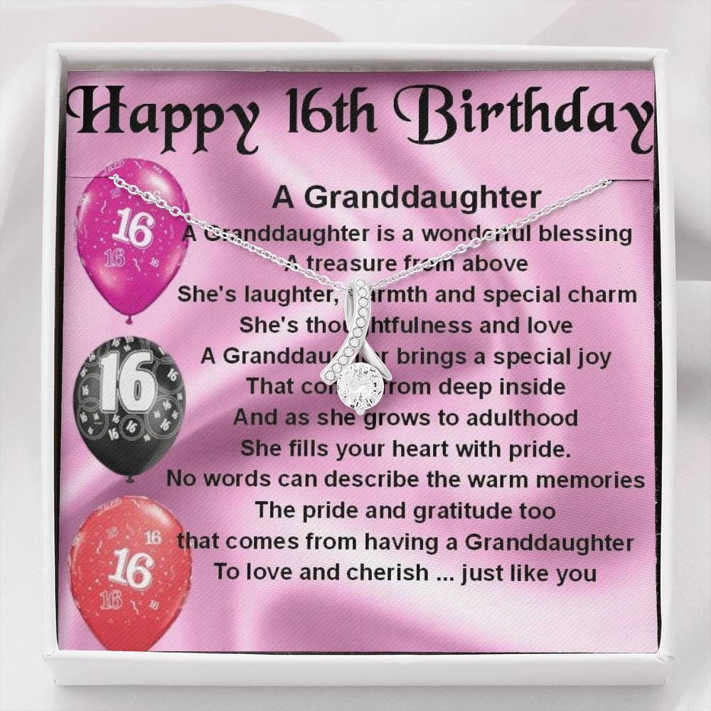 Happy 16th Birthday Alluring Beauty Necklace With Message Card Gift For Granddaughter