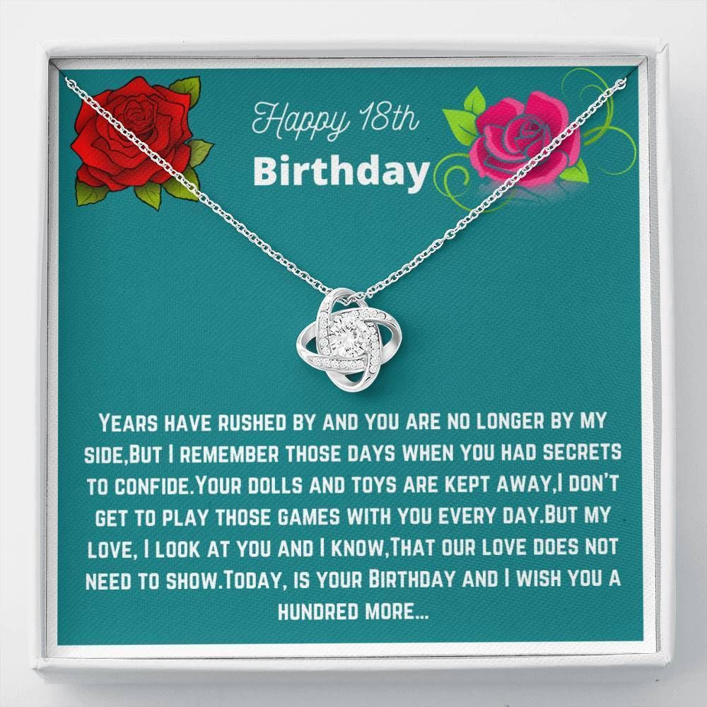 Happy 18th Birthday Wish You A Hundred More Love Knot Necklace For Daughter