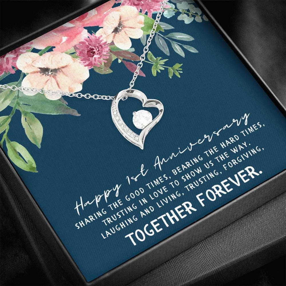 Happy 1st Anniversary Silver Forever Love Necklace Gift For Wife