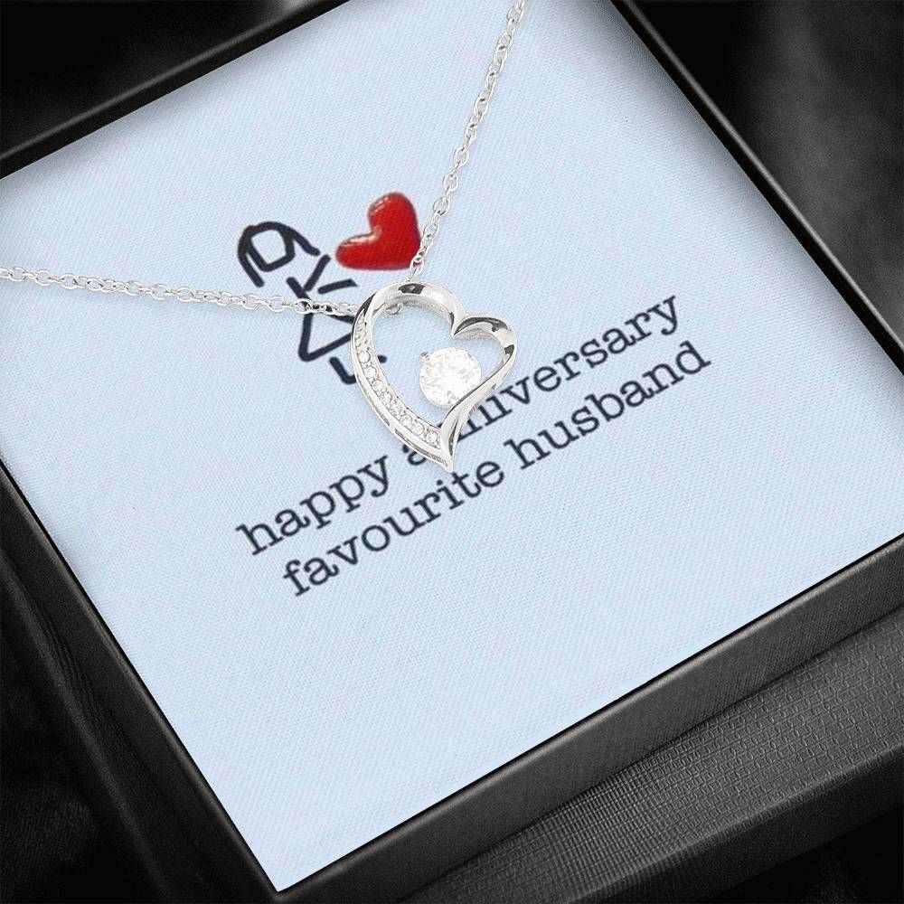 Happy Anniversary Favourite Husband Forever Love Necklace Gift For Him