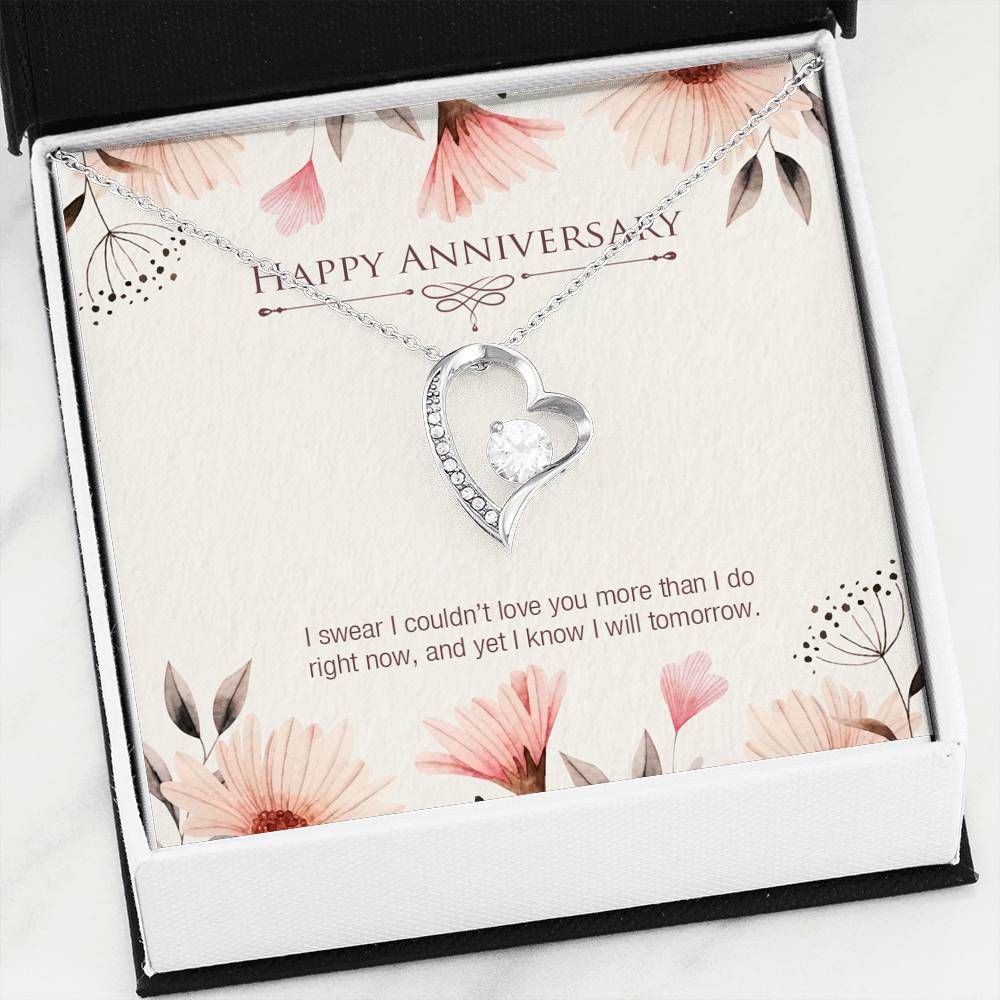 Happy Anniversary Silver Forever Love Necklace Husband Giving Wife