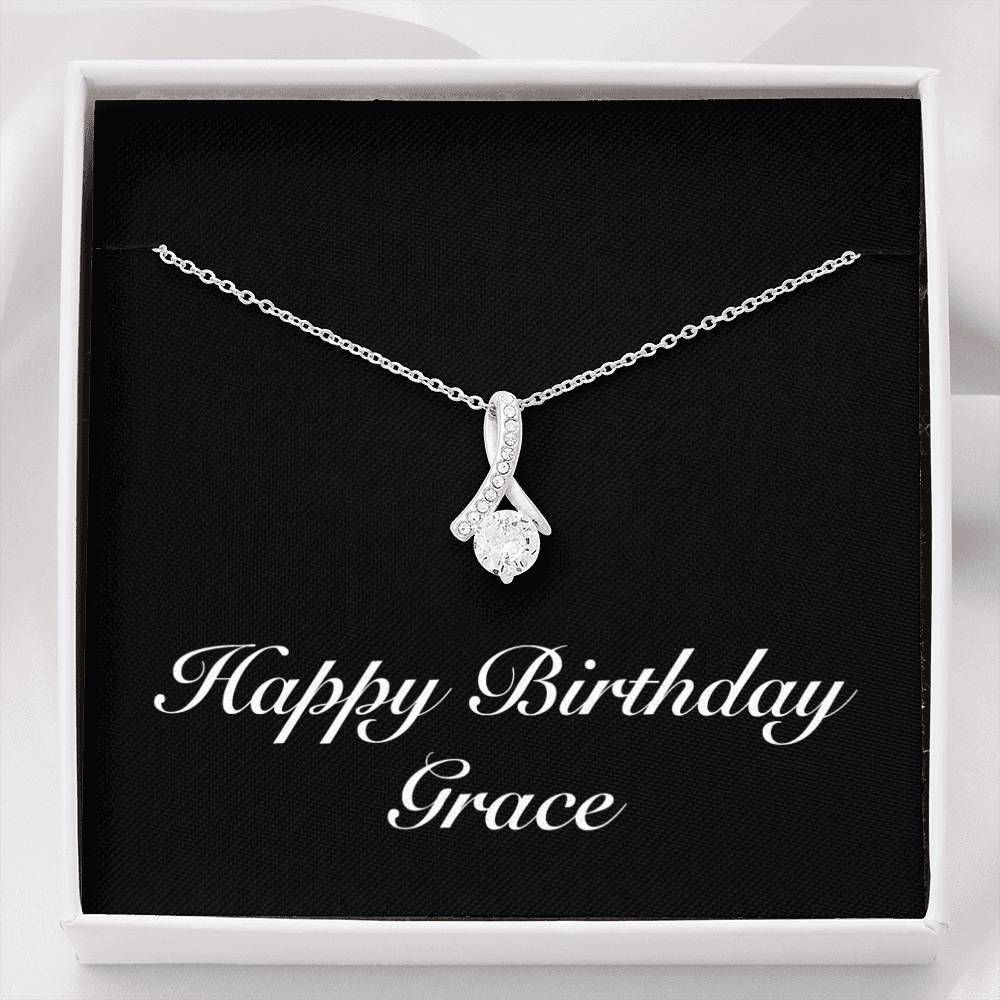 Happy Birthday Alluring Beauty Necklace Personalized Gift For Women Name Grace