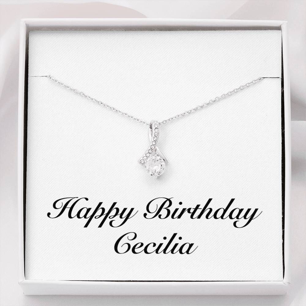 Happy Birthday  Alluring Beauty Necklace Personalized Present For Women Name Cecilia