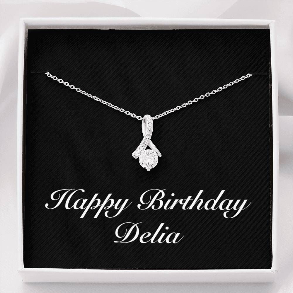 Happy Birthday  Alluring Beauty Necklace Personalized Present For Women Name Delia