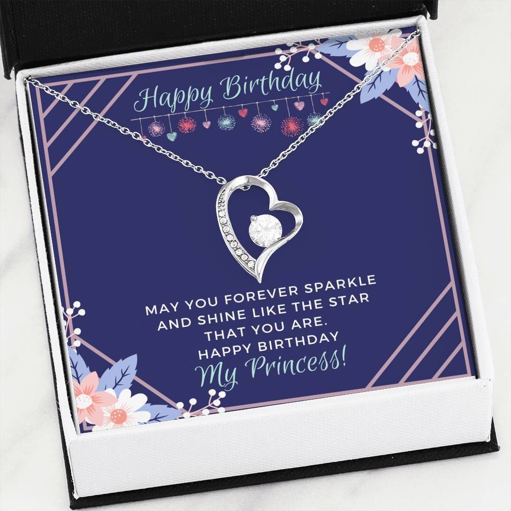 Happy Birthday Gift For Princess Sliver Forever Love Necklace May You Forever Sparkle