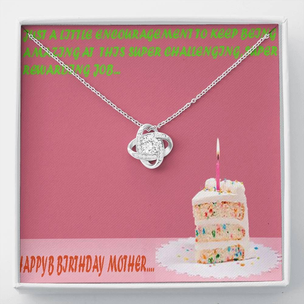 Happy Birthday Mother Lovely Cake Love Knot Necklace For Mom