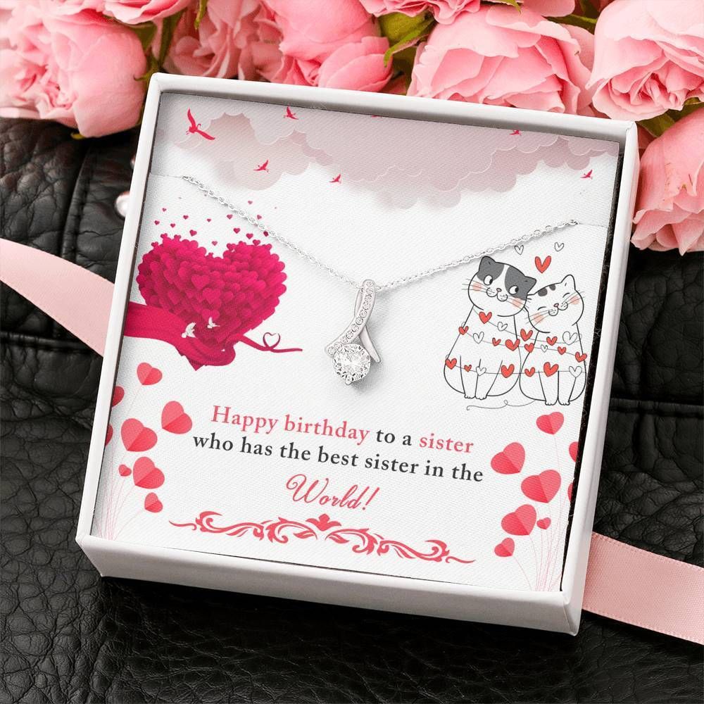 Happy Birthday Sister You Are My World Love Knot Necklace