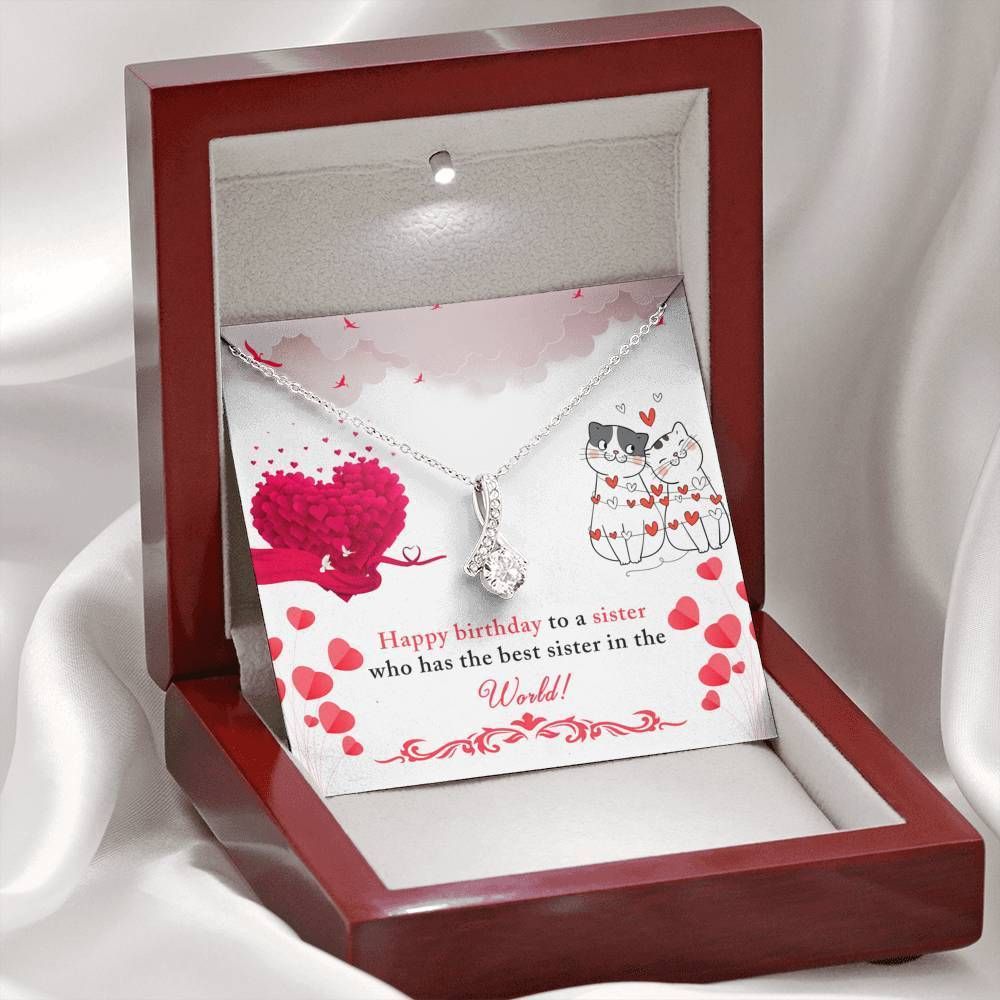 Happy Birthday Sister You Are My World Love Knot Necklace