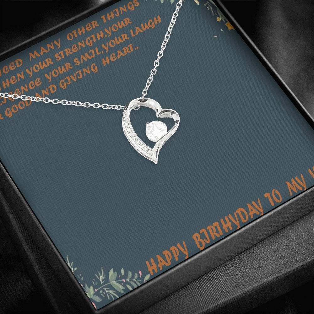 Happy Birthday To My Wife With Message Card 14K White Gold Forever Love Necklace