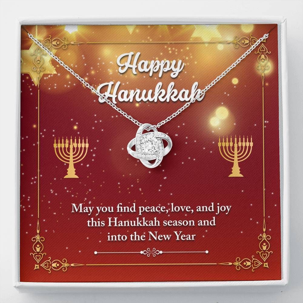 Happy Hanukkah Message Card Love Knot Necklace For Women