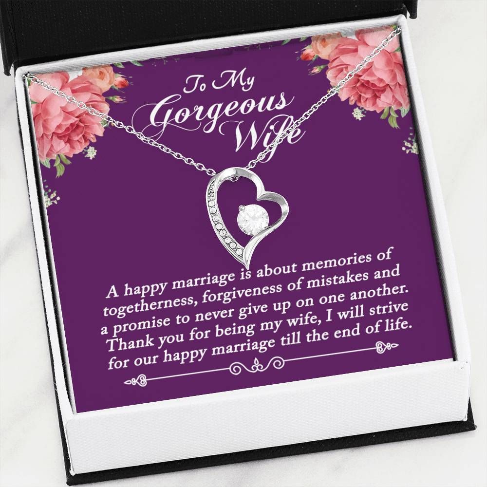 Happy Marriage Till The End Of Life Silver Forever Love Necklace Giving Wife