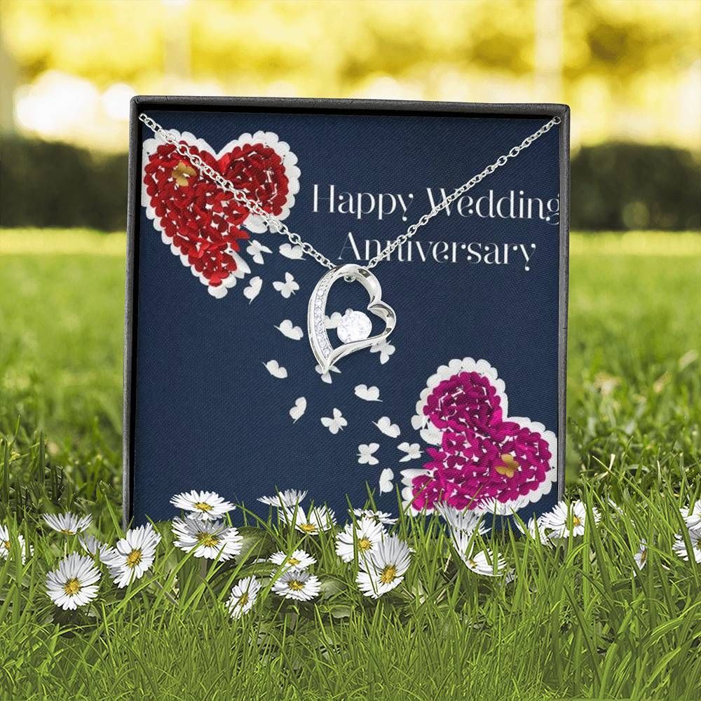 Happy Wedding Anniversary Silver Forever Love Necklace Gift For Wife