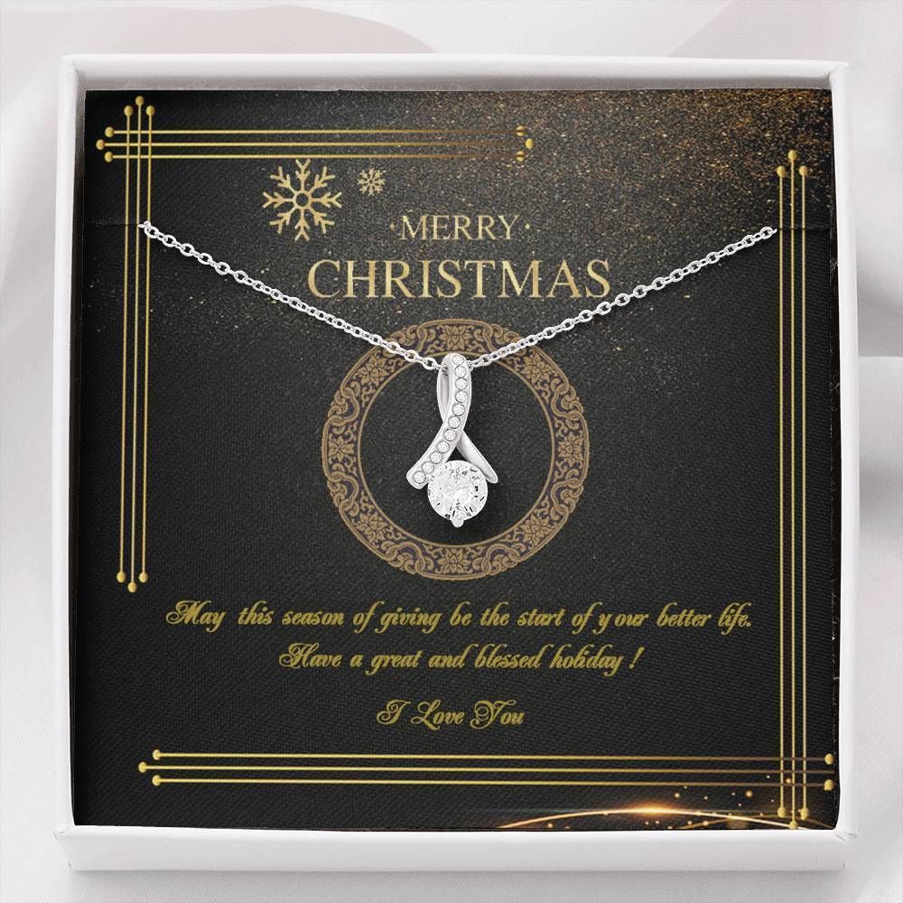 Have A Great Christmas Gift For Family 14K White Gold Alluring Beauty Necklace