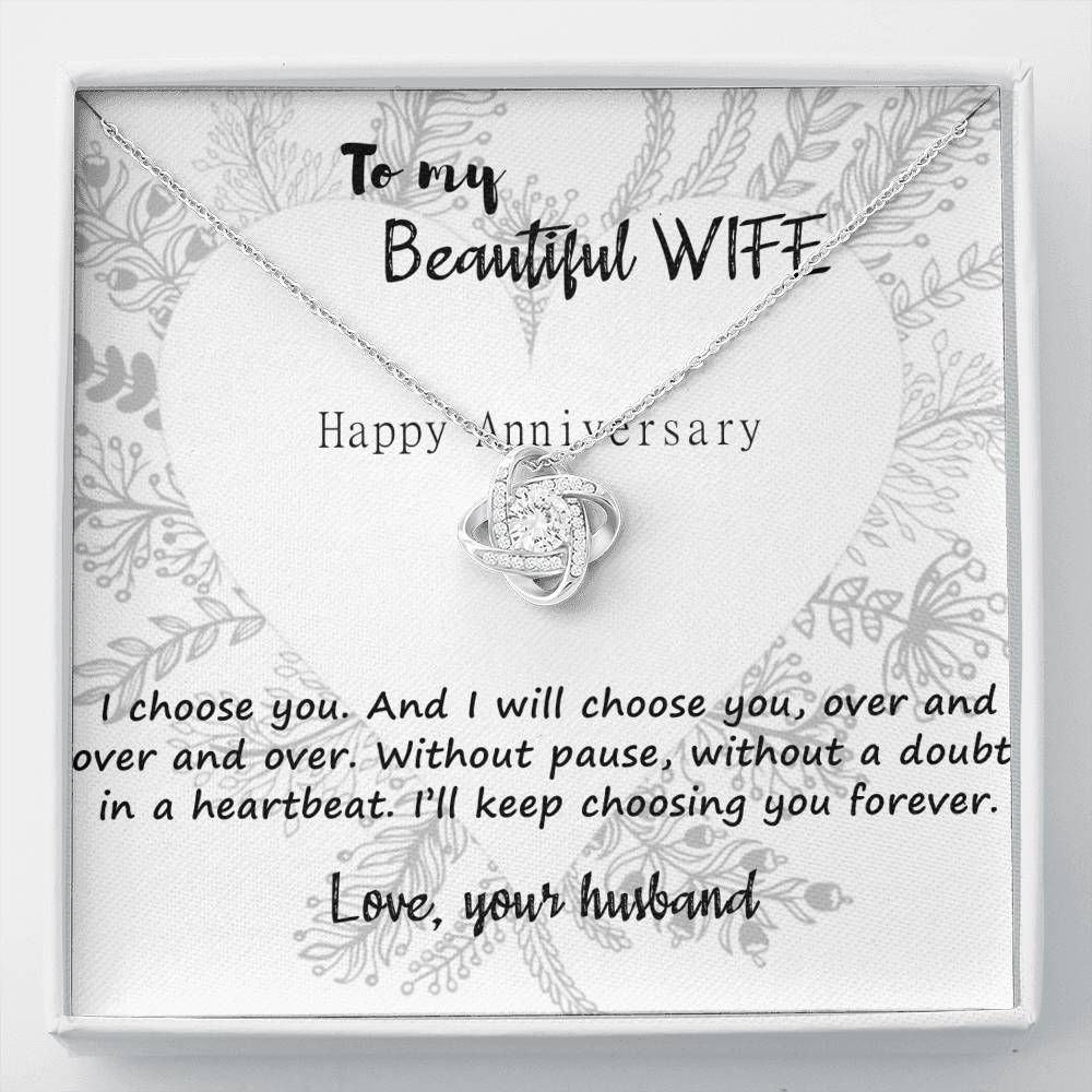 Heart Happy Anniversary Love Knot Necklace For Wife