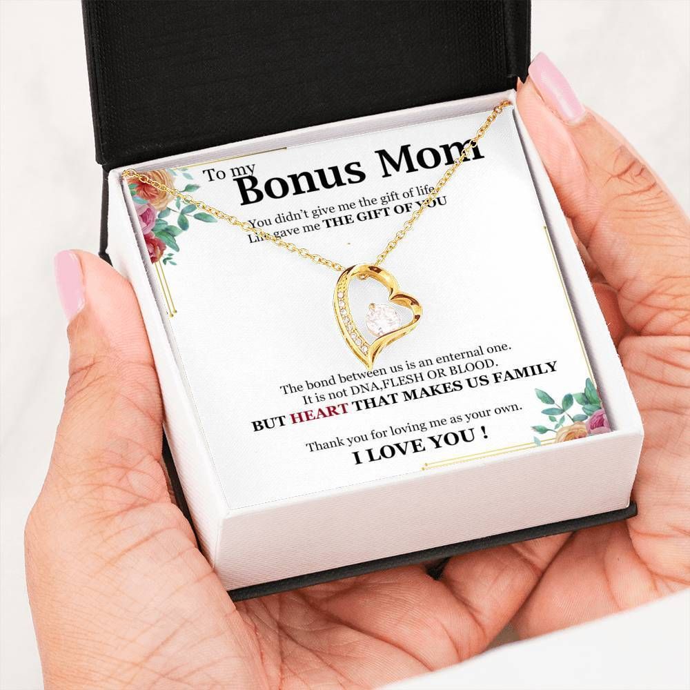 Heart Makes Us Family 18k Gold Forever Love Necklace Gift For Bonus Mama