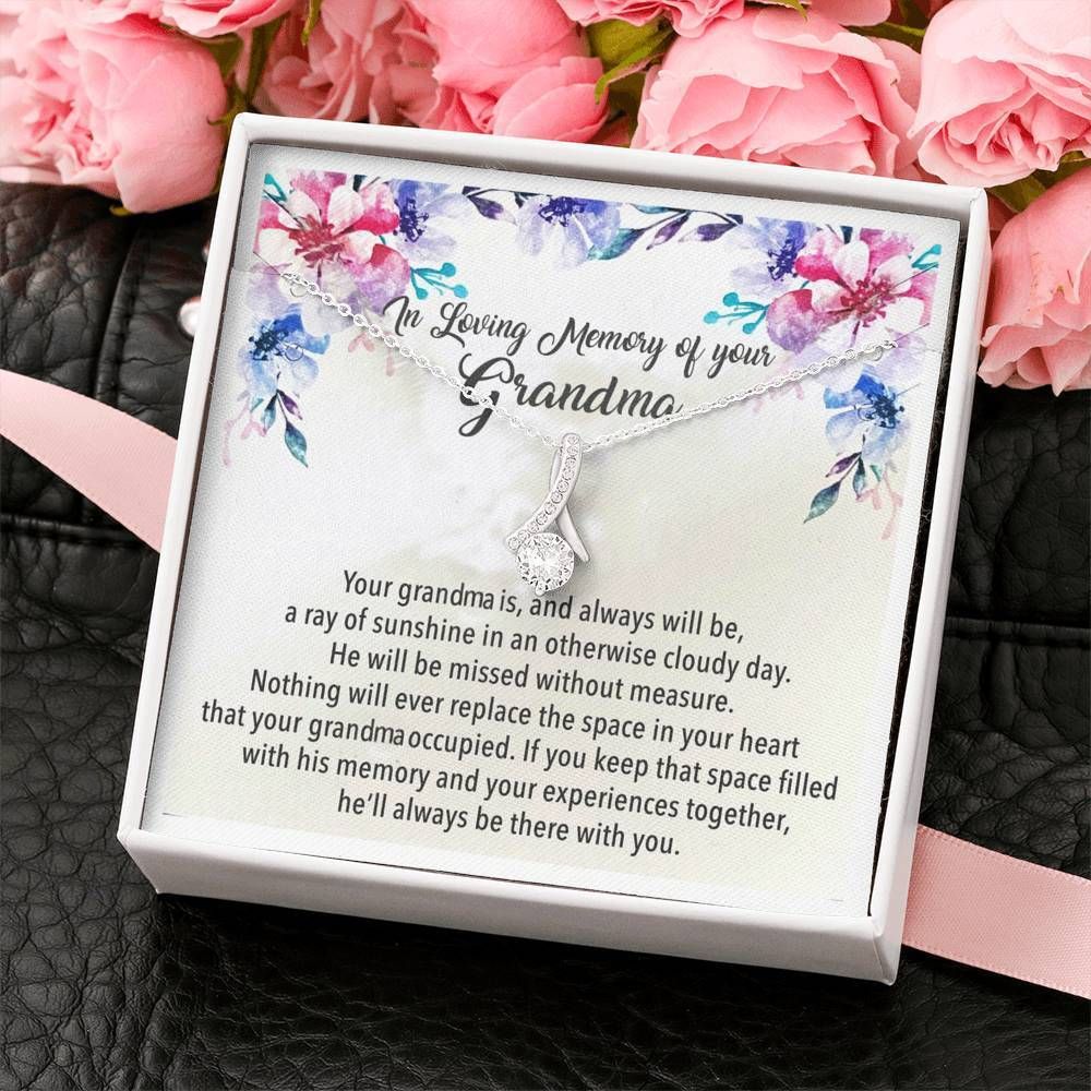 He'll Always Be There With You Gift For Grandma 14K White Gold Alluring Beauty Necklace