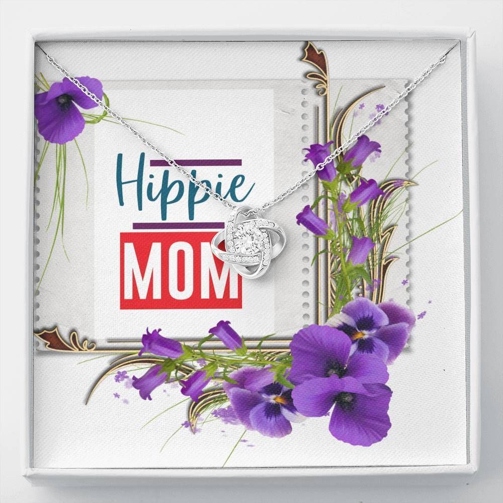 Hippie Mom Orchid Flowers Love Knot Necklace Gift For Wife