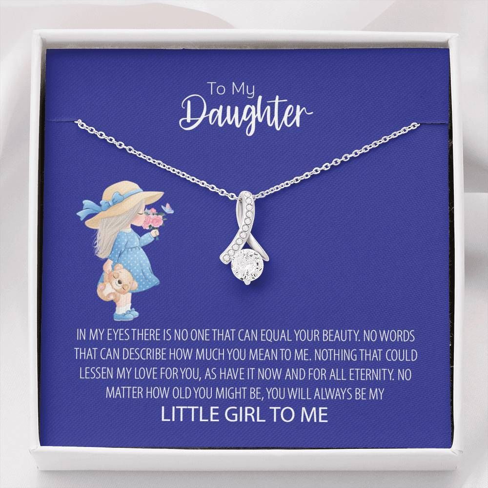 How Much You Mean To Me 14K White Gold Alluring Beauty Necklace Gift For Daughter