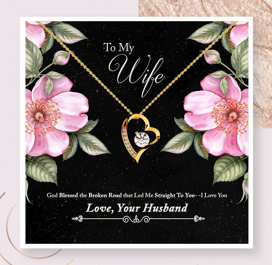 Husband Gift For Wife 18k Gold Forever Love Necklace I Love You